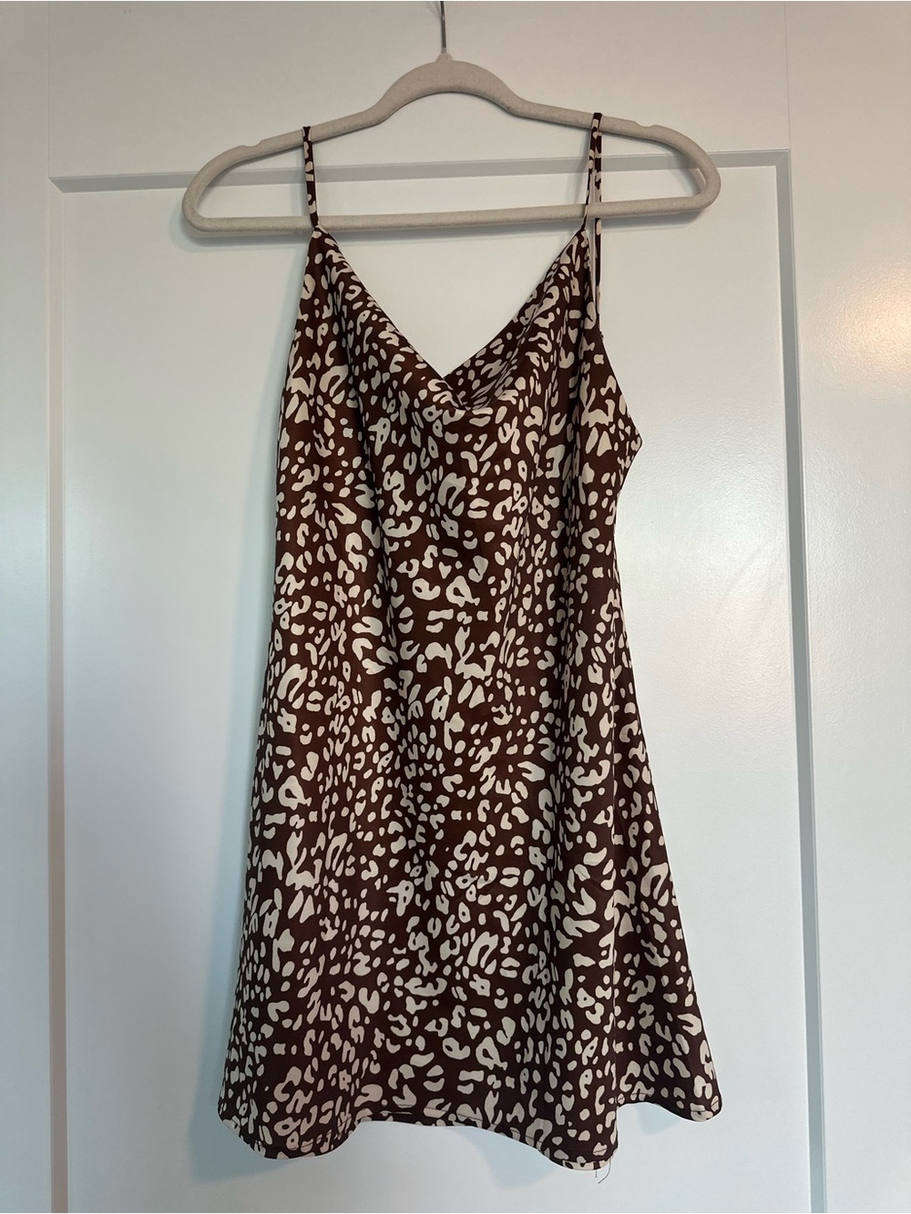 Brown & Cream Leopard Print Slip Mini Dress